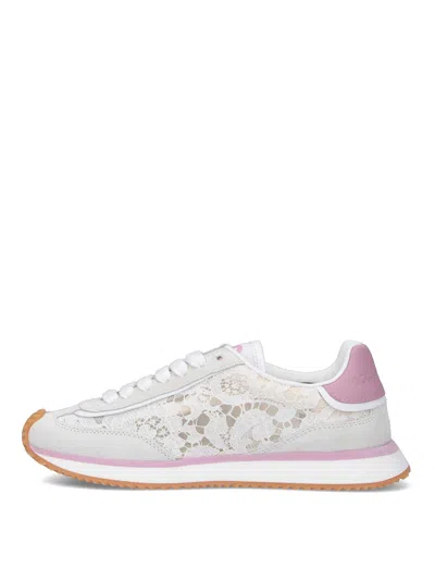 Dolce & Gabbana Dg Cushion Sneakers In Lace And Fabric In Multi