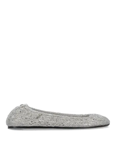 Isabel Marant Crochet Flat Ballerina Shoes Round Toe In Silver