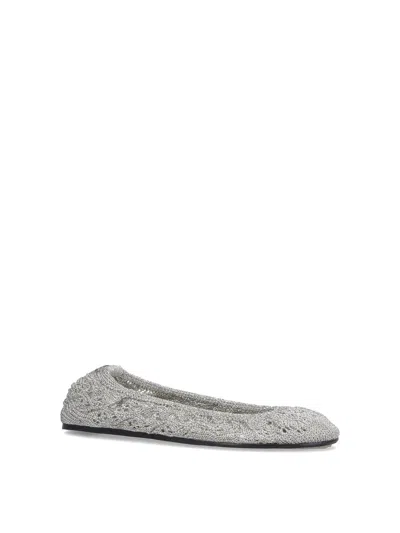 Isabel Marant Crochet Flat Ballerina Shoes Round Toe In Silver