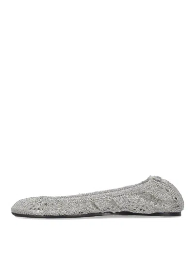 Isabel Marant Crochet Flat Ballerina Shoes Round Toe In Silver