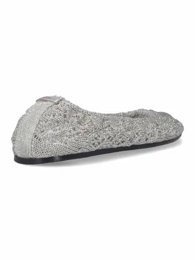 Isabel Marant Crochet Flat Ballerina Shoes Round Toe In Silver