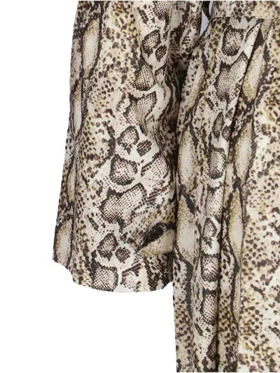 Isabel Marant Printed Animal Belted Waist Long Jacket In Gray