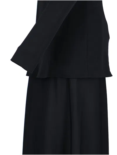 Jil Sander Black Layered Midi Dress In Black