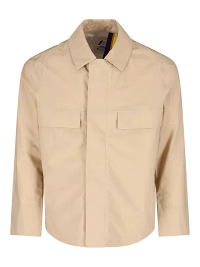 K-way Collared Three-layer Waterproof Jacket In Neutral