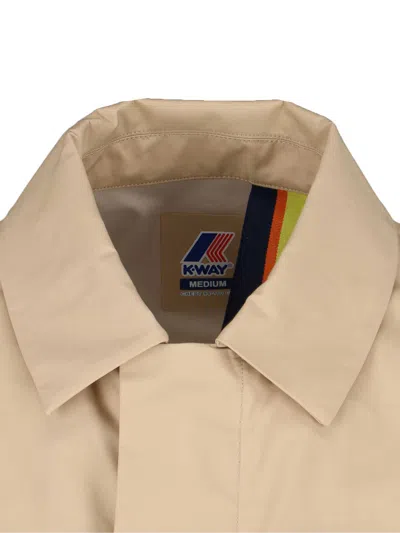 K-way Collared Three-layer Waterproof Jacket In Neutral