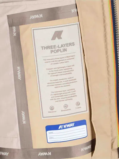 K-way Collared Three-layer Waterproof Jacket In Neutral