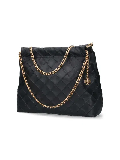 Tory Burch Fleming Large Hobo Bag In Black