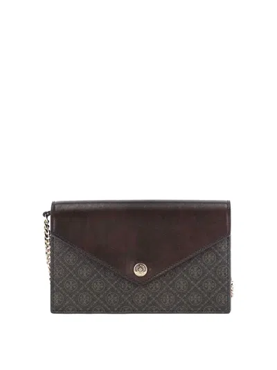 Tory Burch T-monogram Envelope Chain Wallet Crossbody Bag In Brown