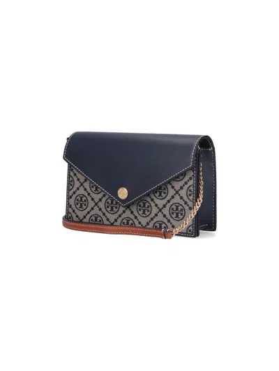 Tory Burch Borsa T-monogram Envelope Chain Wallet In Blue