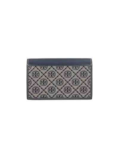 Tory Burch Borsa T-monogram Envelope Chain Wallet In Blue