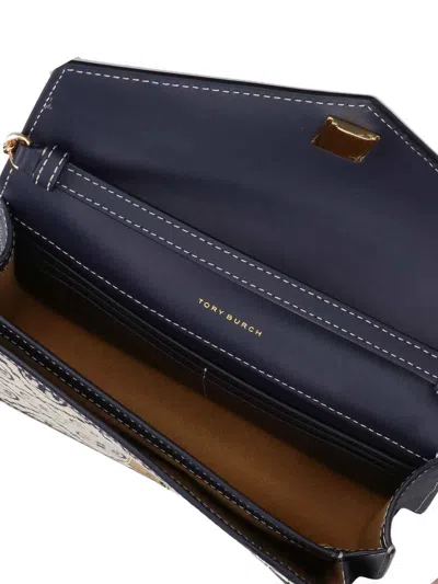 Tory Burch Borsa T-monogram Envelope Chain Wallet In Blue