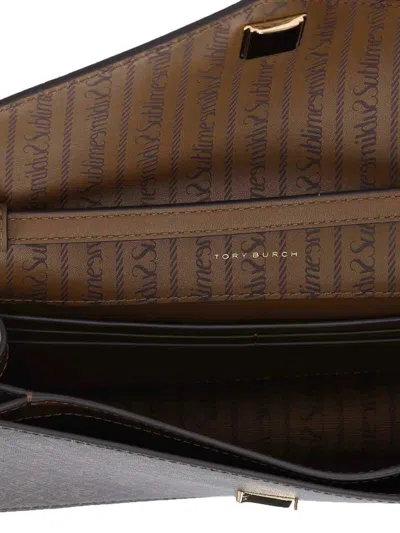 Tory Burch T-monogram Envelope Chain Wallet Crossbody Bag In Brown