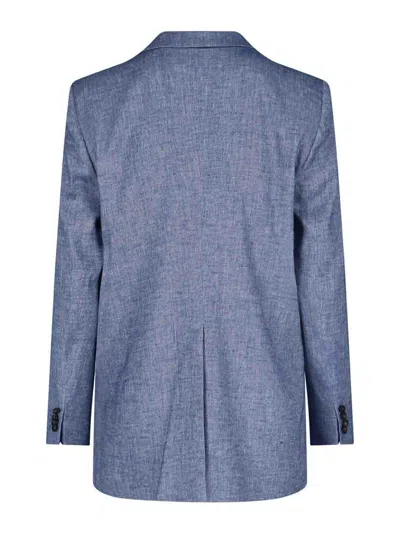 Tagliatore Tailored Jacket With Notched Lapel And Single Vent In Blue