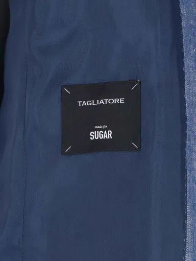 Tagliatore Tailored Jacket With Notched Lapel And Single Vent In Blue