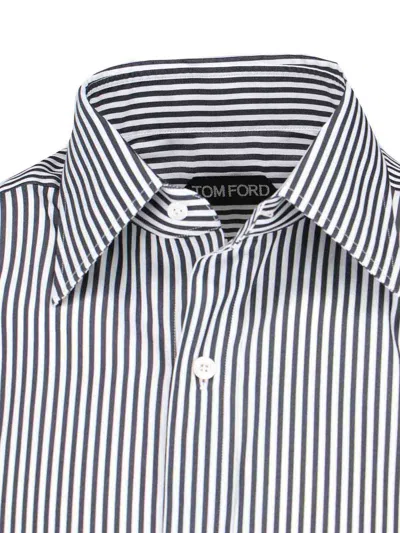 Tom Ford Striped Pattern Button-down Collar Long Sleeves Shirt In Multi