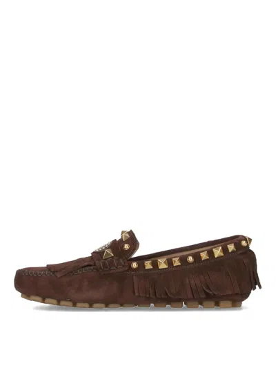 Valentino Driver Loafers In Brown