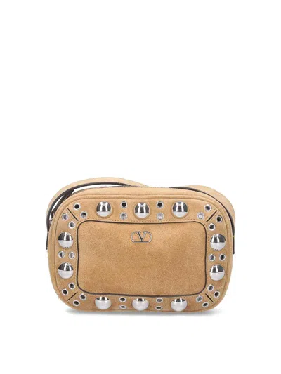 Valentino Nellcote Suede Crossbody In Neutral