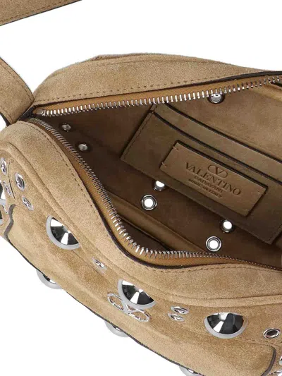 Valentino Nellcote Suede Crossbody In Neutral
