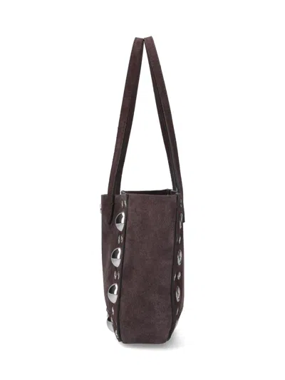 Valentino Studded Suede Double Handles Shoulder Bag In Brown
