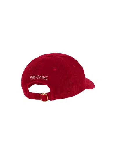 Valentino Garavani Corduroy Curved Brim Baseball Hat In Red