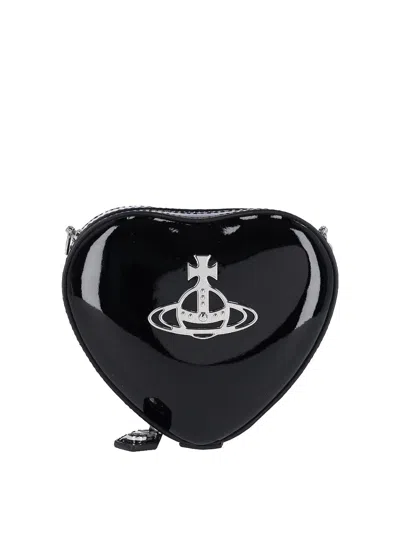 Vivienne Westwood Heart Shape Cross-body Bag With Adjustable Strap In Black