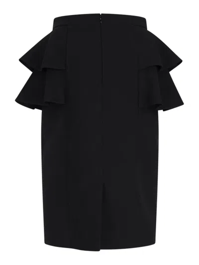 Valentino Black Skirt With Ruffles On The Sides In Black