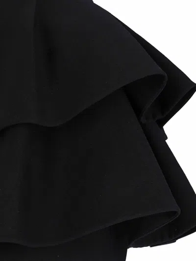 Valentino Black Skirt With Ruffles On The Sides In Black