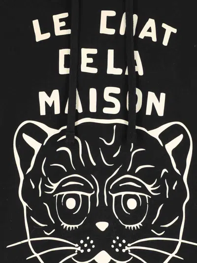 Valentino Jersey Felpa Le Chat De La Maison In Black