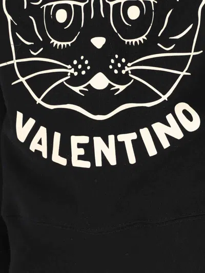 Valentino Jersey Felpa Le Chat De La Maison In Black