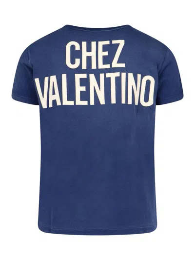Valentino Panther Graphic Print Crew Neck T-shirt In Blue