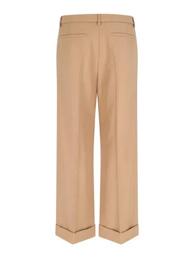 Valentino Camel-coloured Wool Trousers In Burgundy