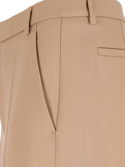 Valentino Camel-coloured Wool Trousers In Burgundy