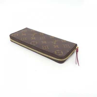 Pre-owned Louis Vuitton Brown Fuchsia Marron Coated Canvas Long Wallet (bi-fold) ()