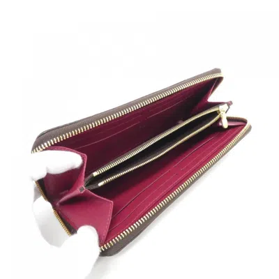 Pre-owned Louis Vuitton Brown Fuchsia Marron Coated Canvas Long Wallet (bi-fold) ()
