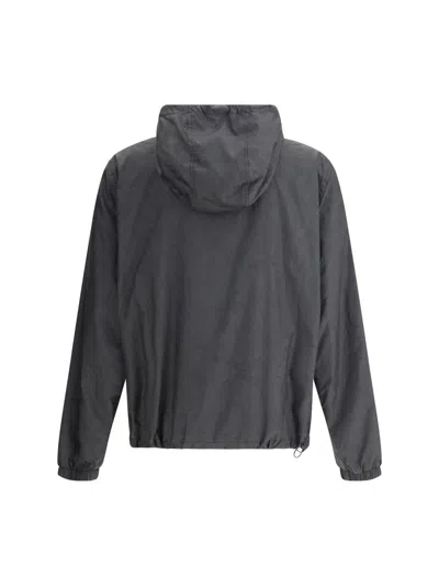 Versace Nylon Jacket With Hood And Elastic Cuffs In Gray