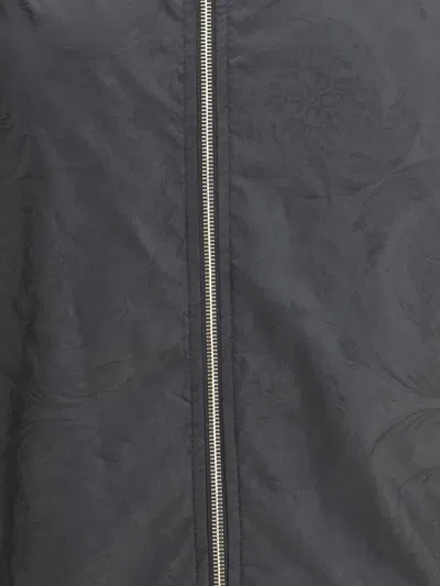 Versace Nylon Jacket With Hood And Elastic Cuffs In Gray