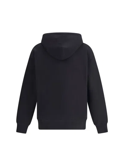 Valentino Garavani Brushed Cotton Hoodie With Vg Patch In Black