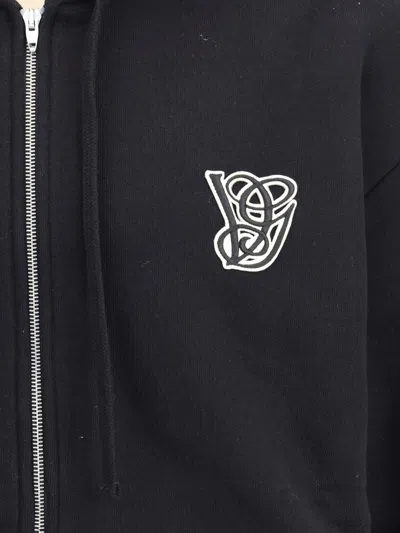 Valentino Garavani Brushed Cotton Hoodie With Vg Patch In Black
