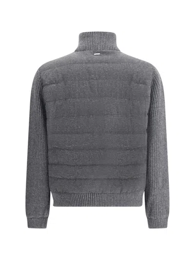 Herno Wool Bomber Jacket In Gray