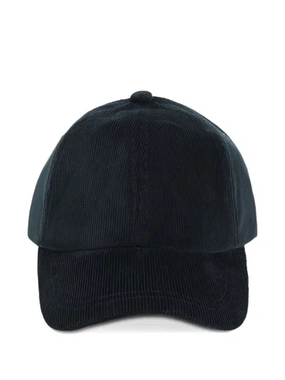 Paul Smith Soft Cotton Blend Cap With Textured Corduroy Finish In Green