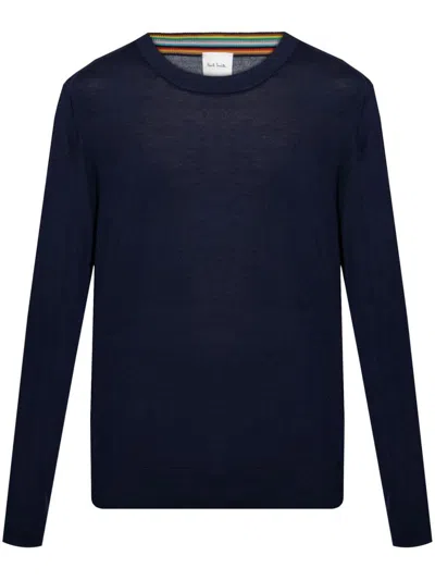 Paul Smith Lightweight Wool Crewneck Sweater With Ribbed Cuffs