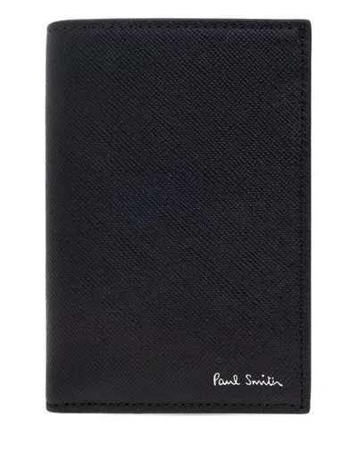 Paul Smith Signature Stripe-print Leather Cardholder In Black