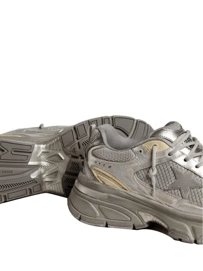 Golden Goose Laminated Leather Suede And Net Sneakers In Gray