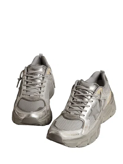 Golden Goose Laminated Leather Suede And Net Sneakers In Gray