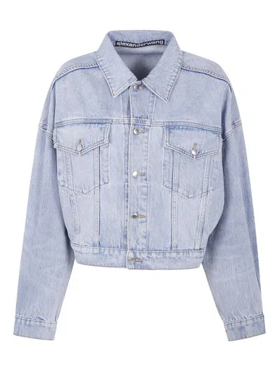 Alexander Wang Clip Trucker Jacket Clothing In Blue