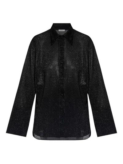 Oseree Sparkling Button-up Shirt In Black