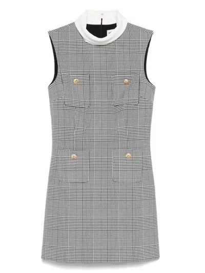 Self-portrait Sleeveless Prince Of Wales Check Mini Dress In Gray