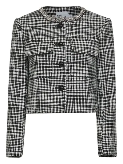 Self-portrait Wool Houndstooth Tailored Jacket Jackets Multicolor