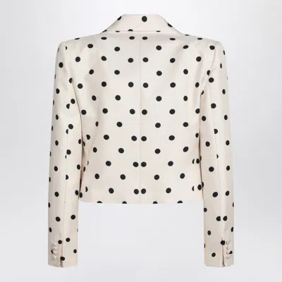 Valentino Bow-embellished Polka-dot Silk-shantung Jacket In White
