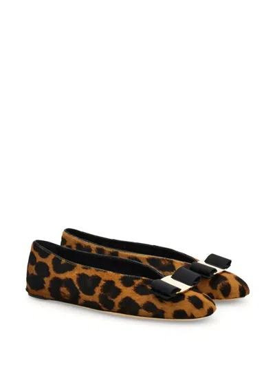 Ferragamo Horsehair Printed Vanna Ballet Flats In Animal Print